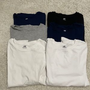 Lot of 6 H&M boys long sleeve t-shirts black, gray, white & blue size 10-12